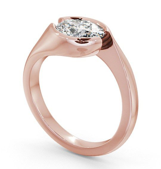 Oval Diamond Sweeping Tension Set Engagement Ring 18K Rose Gold Solitaire ENOV3_RG_THUMB1 