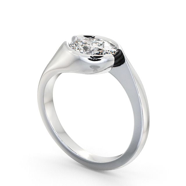 Oval Diamond Engagement Ring Palladium Solitaire - Serlby ENOV3_WG_SIDE