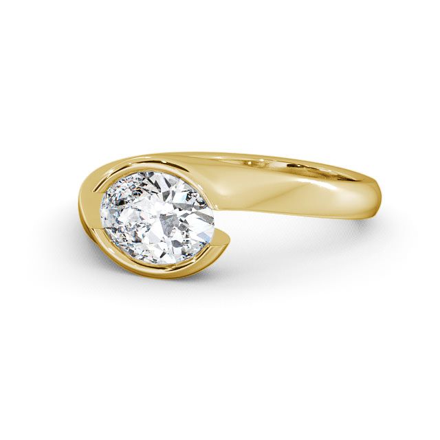 Oval Diamond Engagement Ring 18K Yellow Gold Solitaire - Serlby ENOV3_YG_FLAT