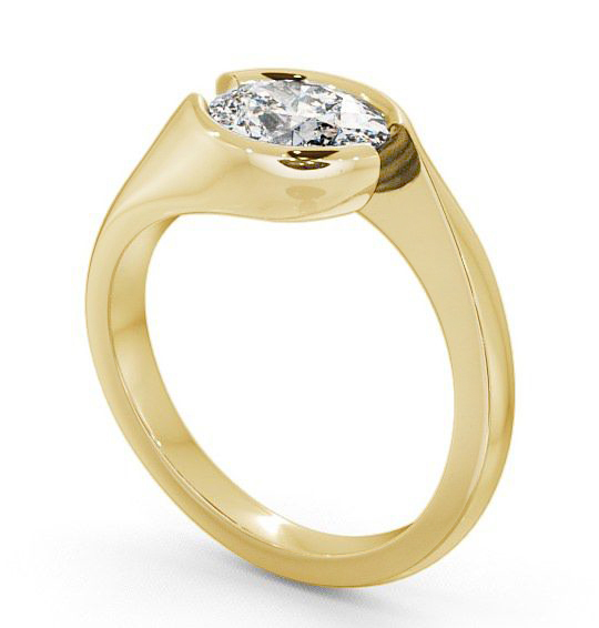 Oval Diamond Sweeping Tension Set Engagement Ring 9K Yellow Gold Solitaire ENOV3_YG_THUMB1