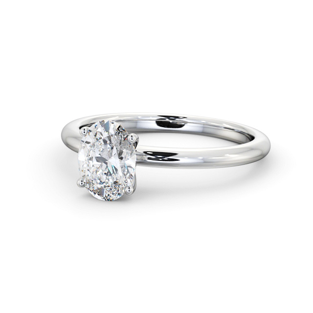 Oval Diamond Engagement Ring Platinum Solitaire - Rowan ENOV40_WG_FLAT