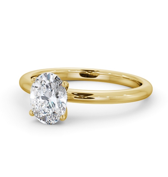 Oval Diamond Sleek 4 Prong Engagement Ring 9K Yellow Gold Solitaire ENOV40_YG_THUMB2 