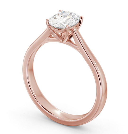Oval Diamond Classic 4 Prong Engagement Ring 18K Rose Gold Solitaire ENOV41_RG_THUMB1