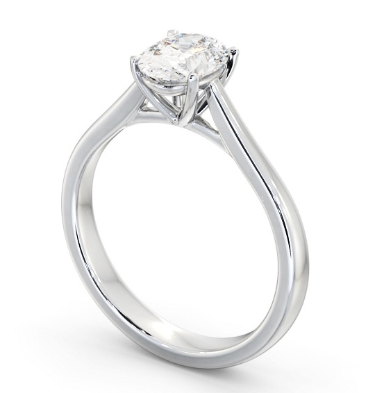 Oval Diamond Classic 4 Prong Engagement Ring 18K White Gold Solitaire ENOV41_WG_THUMB1 