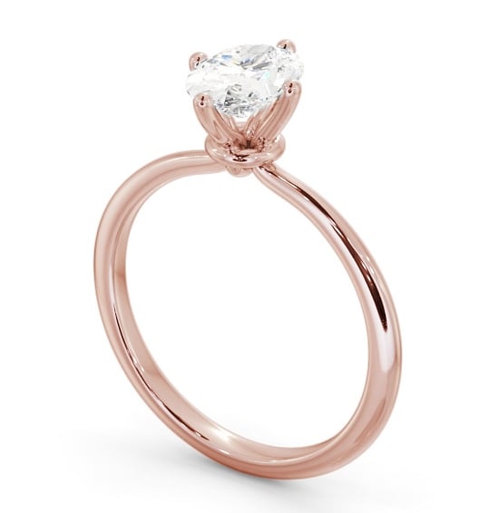 Oval Diamond Dainty 4 Prong Engagement Ring 18K Rose Gold Solitaire ENOV43_RG_THUMB1