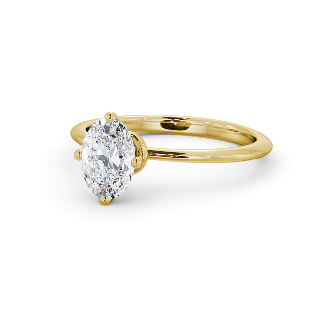 Oval Diamond Engagement Ring 18K Yellow Gold Solitaire - Laleh ENOV43_YG_FLAT