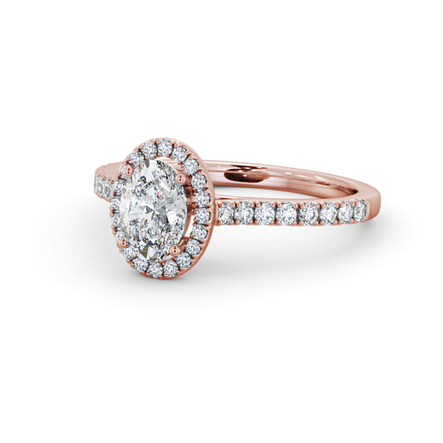 Halo Oval Diamond Engagement Ring 18K Rose Gold - Leas ENOV44_RG_FLAT