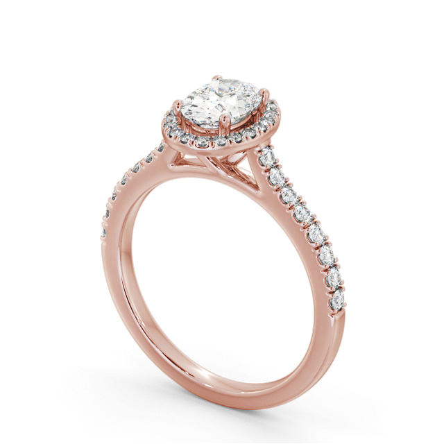 Halo Oval Diamond Engagement Ring 18K Rose Gold - Leas ENOV44_RG_SIDE