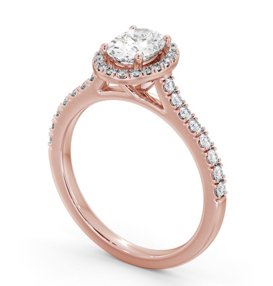 Halo Oval Diamond Classic Engagement Ring 18K Rose Gold ENOV44_RG_THUMB1