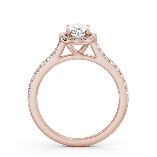 Halo Oval Diamond Engagement Ring 18K Rose Gold - Leas ENOV44_RG_UP