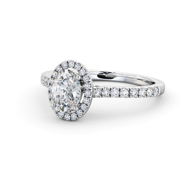 Halo Oval Diamond Engagement Ring 9K White Gold - Leas ENOV44_WG_FLAT