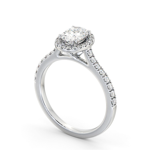 Halo Oval Diamond Engagement Ring 9K White Gold - Leas ENOV44_WG_SIDE