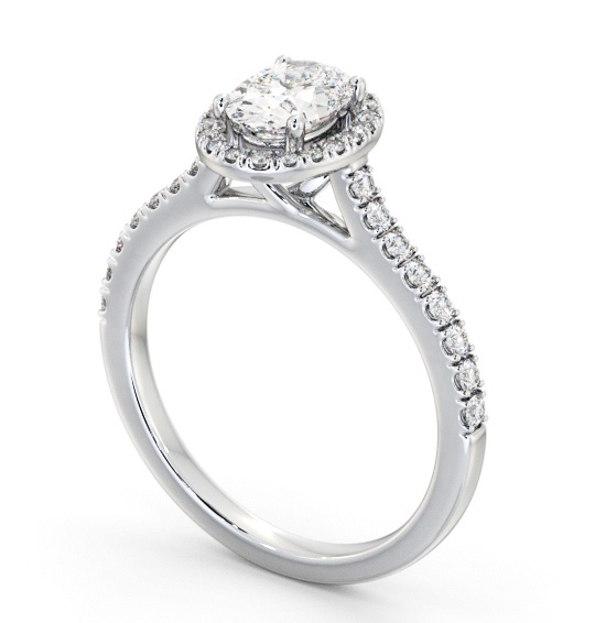 Halo Oval Diamond Engagement Ring 9K White Gold - Leas ENOV44_WG_THUMB1