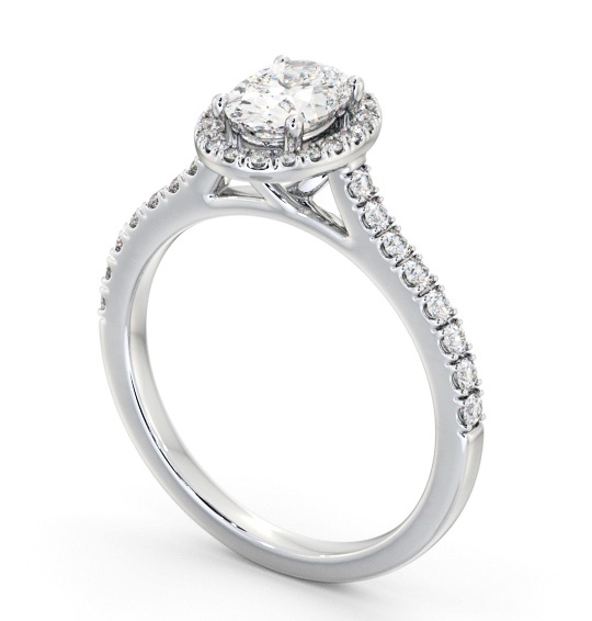 Halo Oval Diamond Classic Engagement Ring 9K White Gold ENOV44_WG_THUMB1 