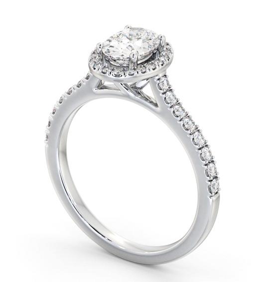 Halo Oval Diamond Classic Engagement Ring 18K White Gold ENOV44_WG_THUMB1