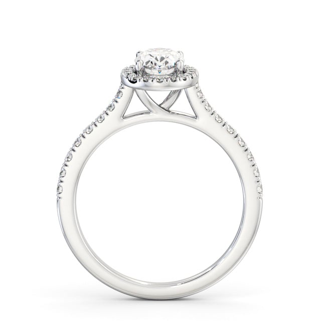 Halo Oval Diamond Engagement Ring 9K White Gold - Leas ENOV44_WG_UP