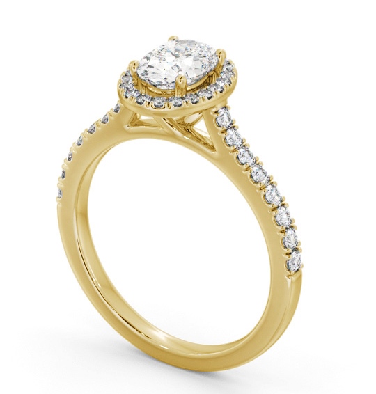 Halo Oval Diamond Engagement Ring 18K Yellow Gold - Leas ENOV44_YG_THUMB1