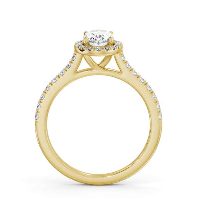 Halo Oval Diamond Engagement Ring 18K Yellow Gold - Leas ENOV44_YG_UP
