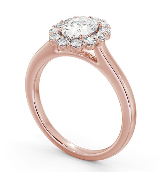 Halo Oval Diamond Elegant Style Engagement Ring 18K Rose Gold ENOV45_RG_THUMB1