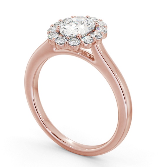 Halo Oval Diamond Elegant Style Engagement Ring 9K Rose Gold ENOV45_RG_THUMB1