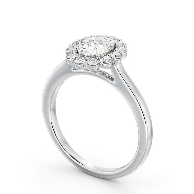 Halo Oval Diamond Engagement Ring Platinum - Lonmay ENOV45_WG_SIDE
