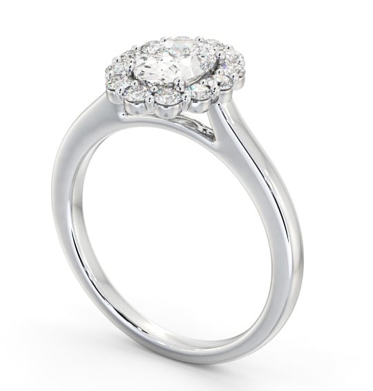 Halo Oval Diamond Engagement Ring Palladium - Lonmay ENOV45_WG_THUMB1