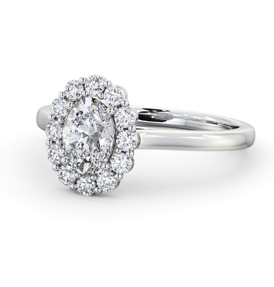  Halo Oval Diamond Engagement Ring Palladium - Lonmay ENOV45_WG_THUMB2 
