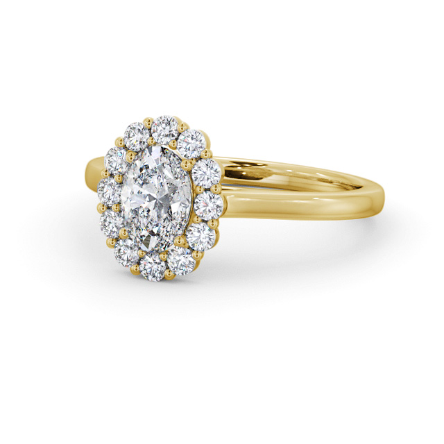 Halo Oval Diamond Engagement Ring 9K Yellow Gold - Lonmay ENOV45_YG_FLAT