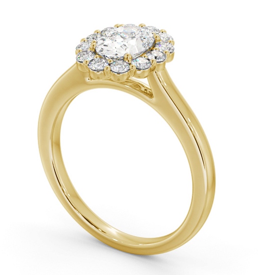 Halo Oval Diamond Engagement Ring 18K Yellow Gold - Lonmay ENOV45_YG_THUMB1