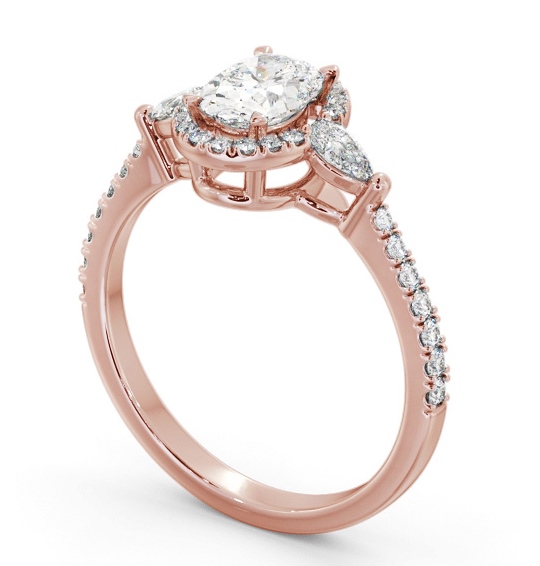 Halo Oval with Pear Diamond Engagement Ring 9K Rose Gold ENOV46_RG_THUMB1 