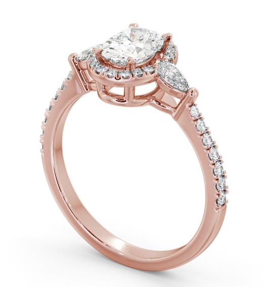 Halo Oval with Pear Diamond Engagement Ring 18K Rose Gold ENOV46_RG_THUMB1 