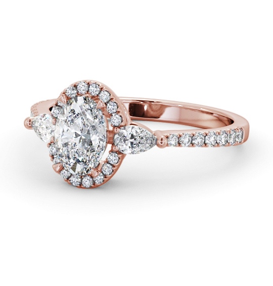 Halo Oval with Pear Diamond Engagement Ring 9K Rose Gold ENOV46_RG_THUMB2 