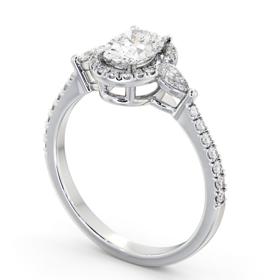  Halo Oval Diamond Engagement Ring 9K White Gold - Aria ENOV46_WG_THUMB1 