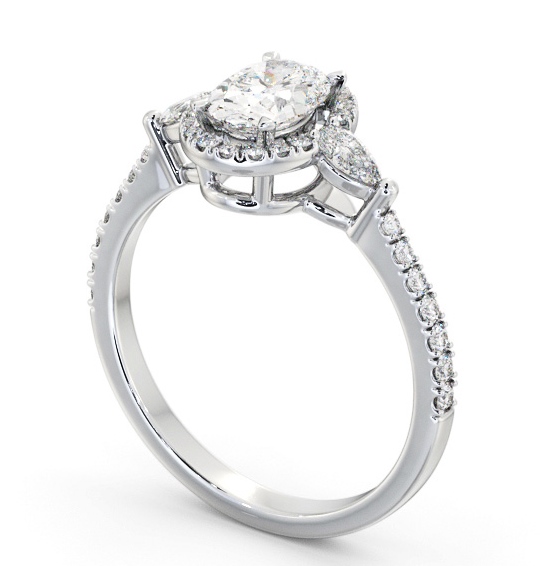 Halo Oval with Pear Diamond Engagement Ring Platinum ENOV46_WG_THUMB1 