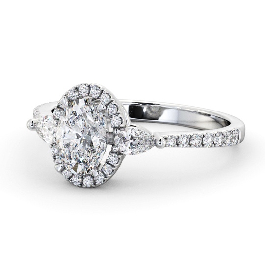  Halo Oval Diamond Engagement Ring 9K White Gold - Aria ENOV46_WG_THUMB2 