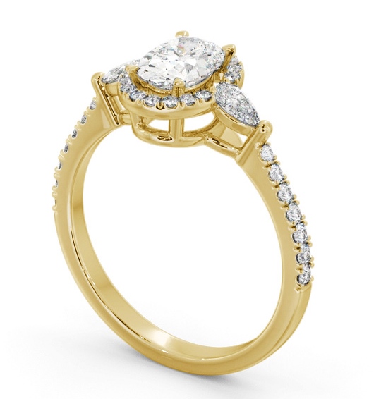 Halo Oval Diamond Engagement Ring 18K Yellow Gold - Aria ENOV46_YG_THUMB1