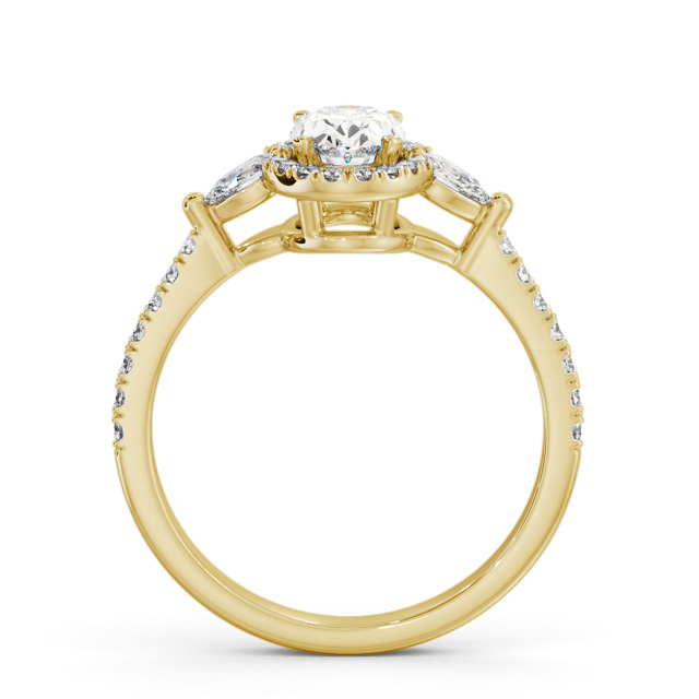 Halo Oval Diamond Engagement Ring 18K Yellow Gold - Aria ENOV46_YG_UP