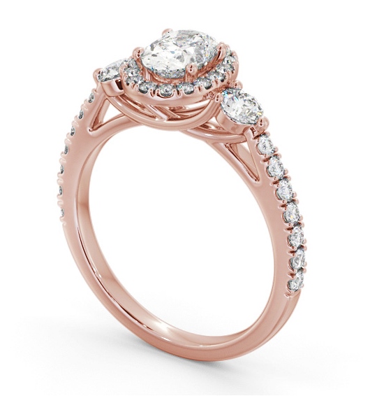 Halo Oval Diamond with Sweeping Prongs Engagement Ring 9K Rose Gold ENOV47_RG_THUMB1 