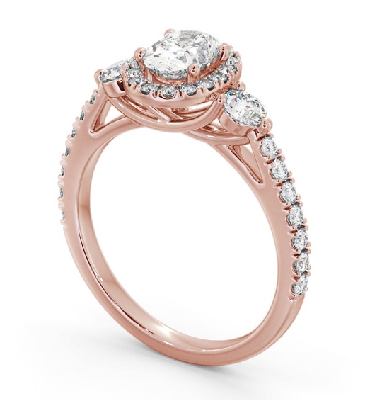 Halo Oval Diamond with Sweeping Prongs Engagement Ring 18K Rose Gold ENOV47_RG_THUMB1 