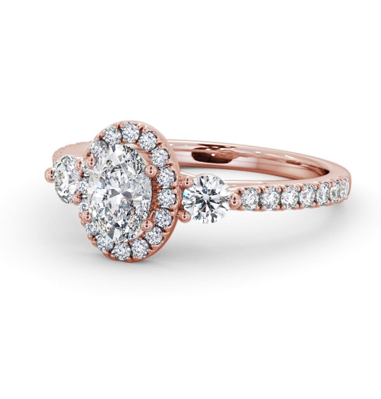 Halo Oval Diamond with Sweeping Prongs Engagement Ring 9K Rose Gold ENOV47_RG_THUMB2 
