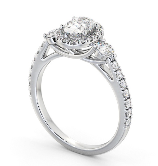 Halo Oval Diamond with Sweeping Prongs Engagement Ring 18K White Gold ENOV47_WG_THUMB1 
