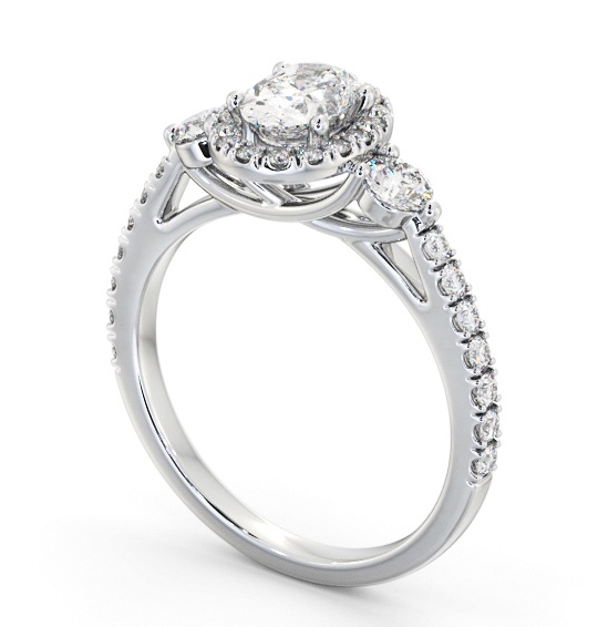 Halo Oval Diamond with Sweeping Prongs Engagement Ring Platinum ENOV47_WG_THUMB1 