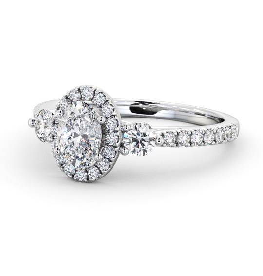  Halo Oval Diamond Engagement Ring 9K White Gold - Lozano ENOV47_WG_THUMB2 