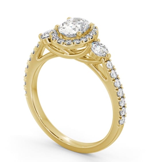 Halo Oval Diamond with Sweeping Prongs Engagement Ring 18K Yellow Gold ENOV47_YG_THUMB1 