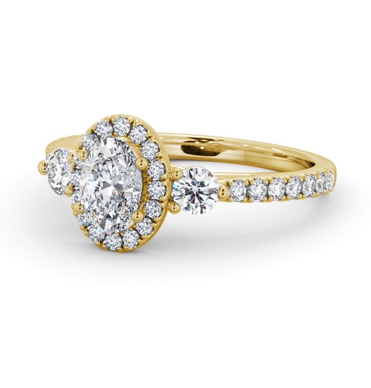  Halo Oval Diamond Engagement Ring 18K Yellow Gold - Lozano ENOV47_YG_THUMB2 