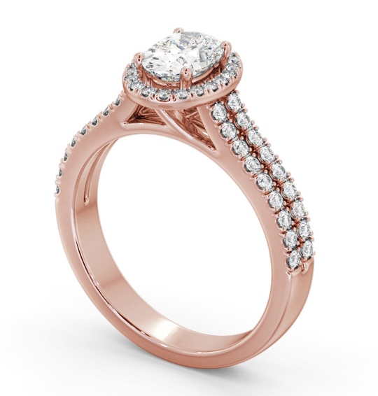 Halo Oval Diamond Split Band Engagement Ring 18K Rose Gold ENOV48_RG_THUMB1