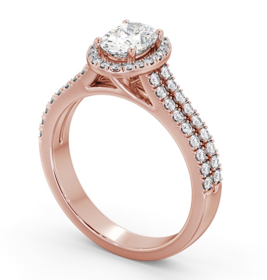 Halo Oval Diamond Split Band Engagement Ring 9K Rose Gold ENOV48_RG_THUMB1