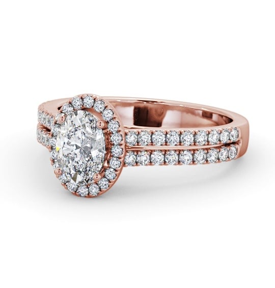  Halo Oval Diamond Engagement Ring 9K Rose Gold - Dunure ENOV48_RG_THUMB2 