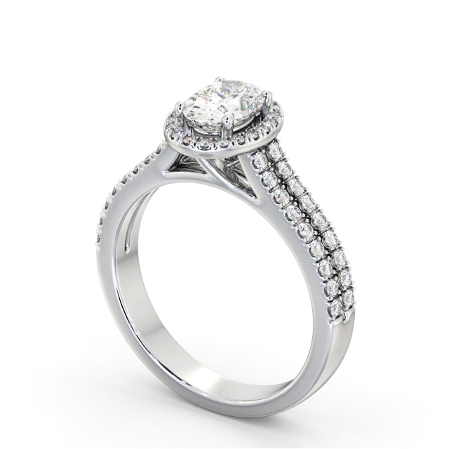 Halo Oval Diamond Engagement Ring 9K White Gold - Dunure ENOV48_WG_SIDE