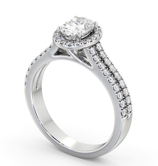 Halo Oval Diamond Split Band Engagement Ring 9K White Gold ENOV48_WG_THUMB1 